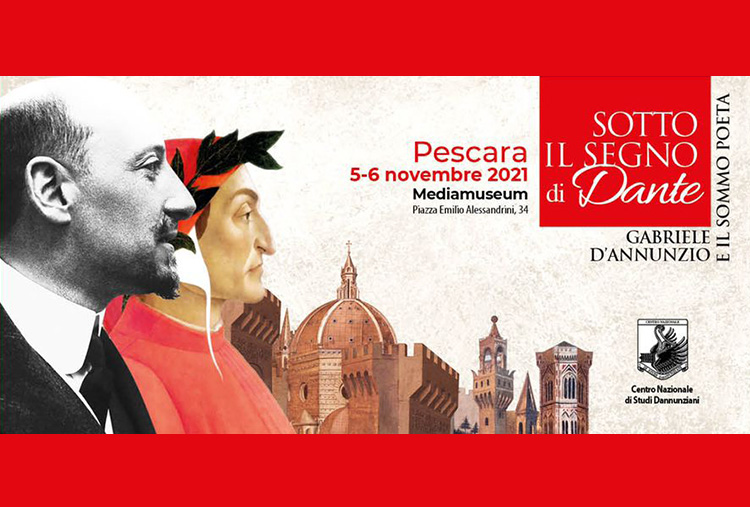 Locandina e invito convegno ''Sotto il segno di Dante - D'Annunzio e il sommo poeta''